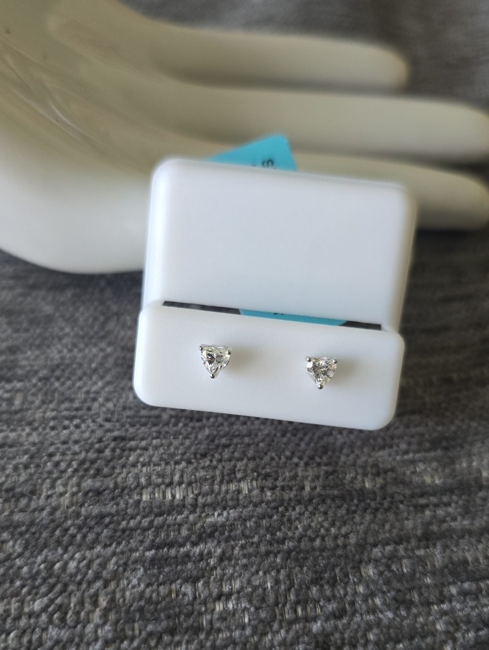 925 Sterling Silver Moissanite Heart Stud Earrings